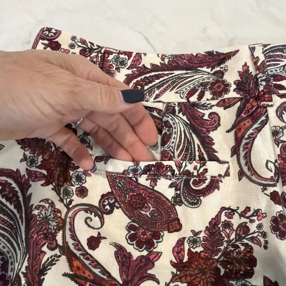 Loft Linen Blend Shorts Paisley 4 Boho Grandmilllennial Coastal Grandma Cottage